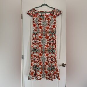 NWT Anthropologie Cecile Fit and Flare Red and Green Floral Dress